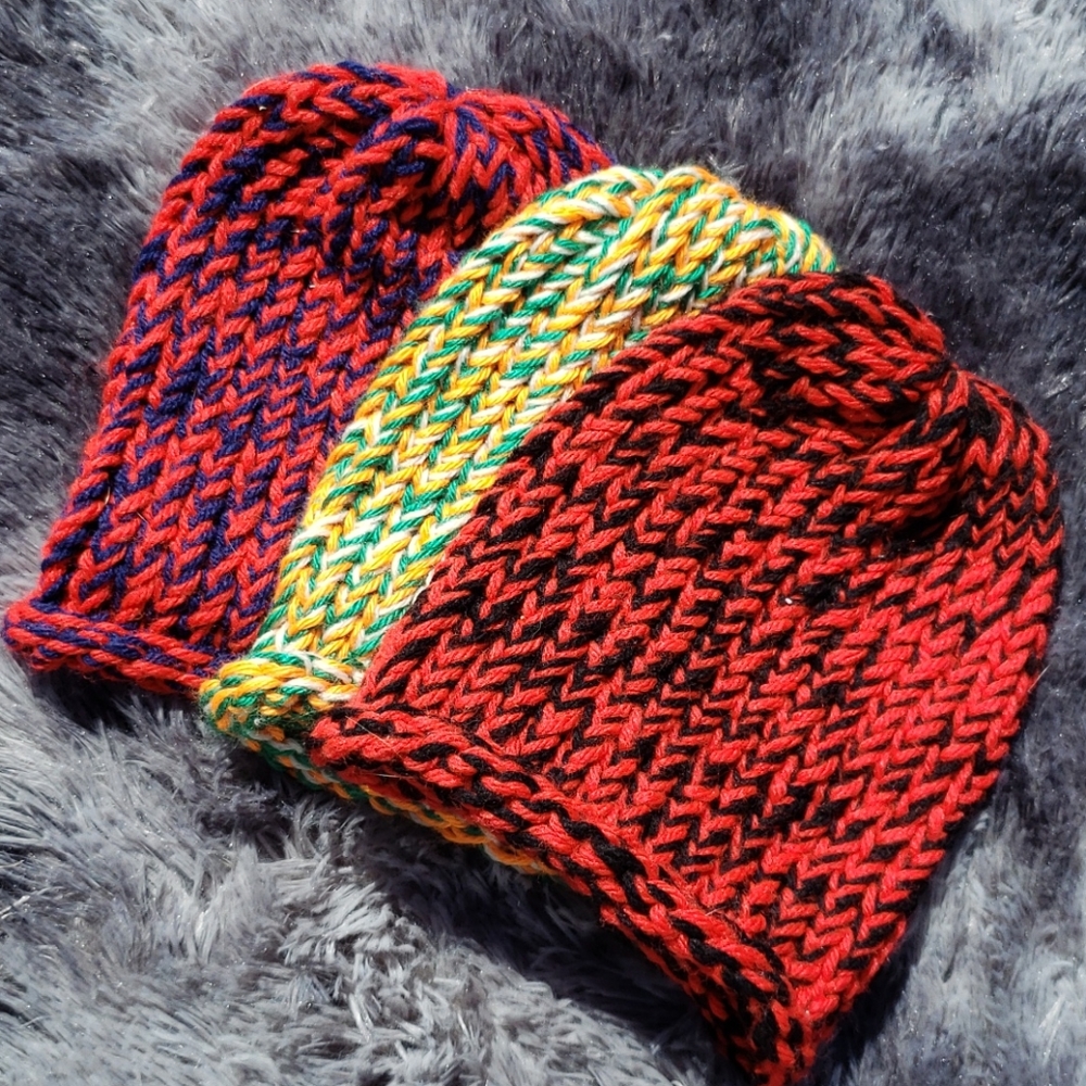 Bundle of 3 Handknit Kids Hats